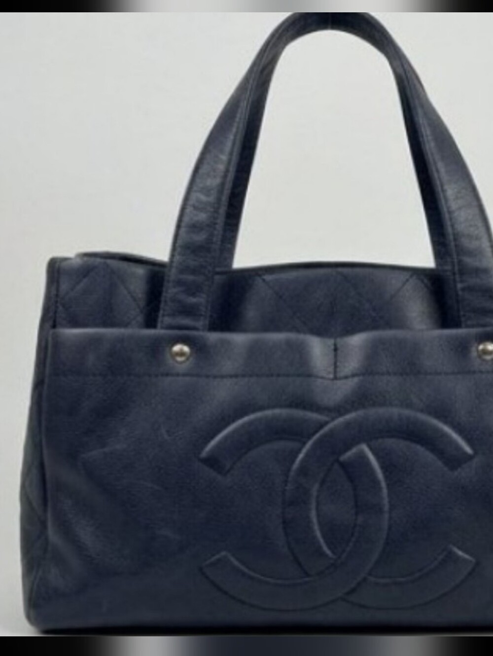 Chanel Ultimate Executive Caviar Tote Bag Cerf Navy Blue CC Jumbo - Picture 4 of 15